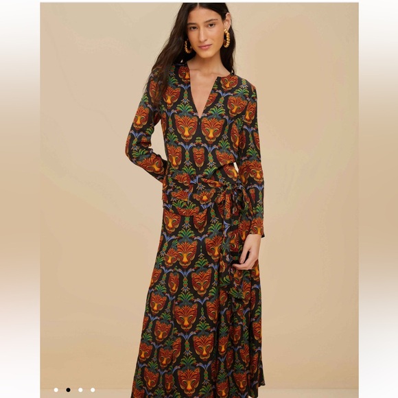 FARM Rio Dresses & Skirts - Black Boho Panther Lenzing™ Ecovero™ Viscose Midi Dress